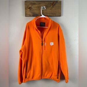 NCAA Clemson Tigers DRAKE Waterfowl Full Zip Orange Fleece Jacket Size XL